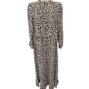 ASOS DESIGN button through tiered smock maxi dress leopard print sz 2 US modest